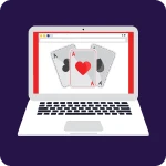 computer with cards icon