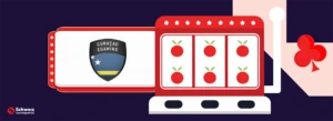 Curacao Lizenz Logo neben einem roten Spielautomaten