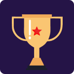 Ein goldener Pokal mit rotem Stern