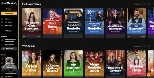 JustCasino Screenshot 2
